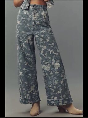 Anthropologie The Leon Double Hem High-Rise Wide-Leg Cuffed Jeans Size 29